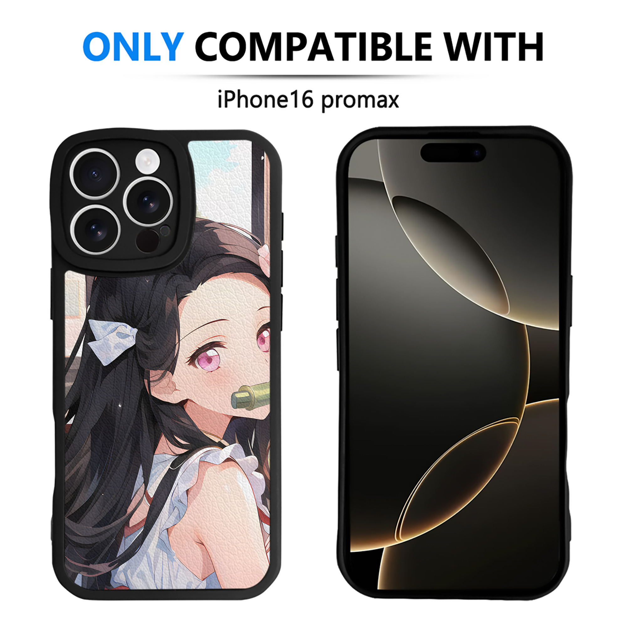 （画像用） 鬼滅の刃（きめつのやいば）竈門 禰󠄀豆子／かまど ねずこ Kamado Nezuko 【iPhone 16シリーズ対応】シリコンスマホケース（レザー調） 材質：シリコン